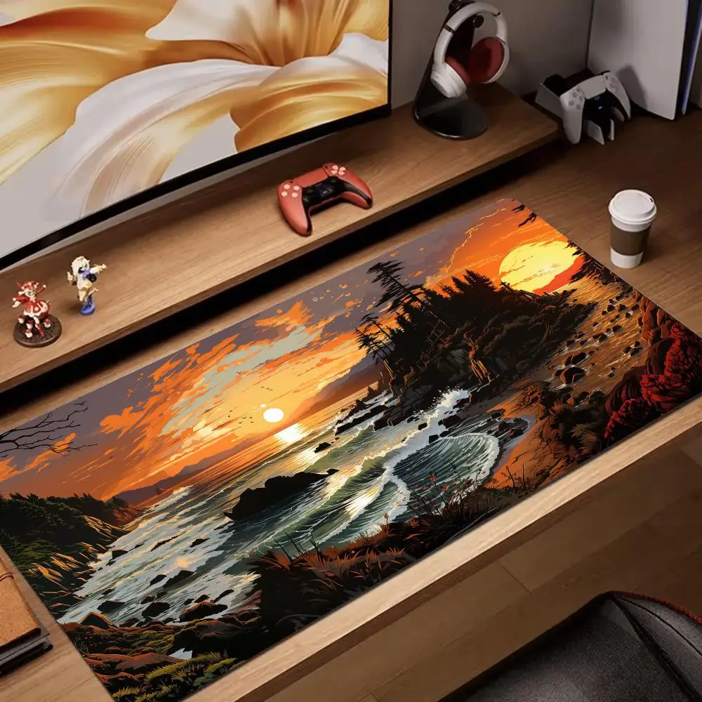 

Sunset Design by the Seaside Mouse Pad rubber anti-slip Desk Mat gamer pc accessories Gaming mat keypad expansion mousepad