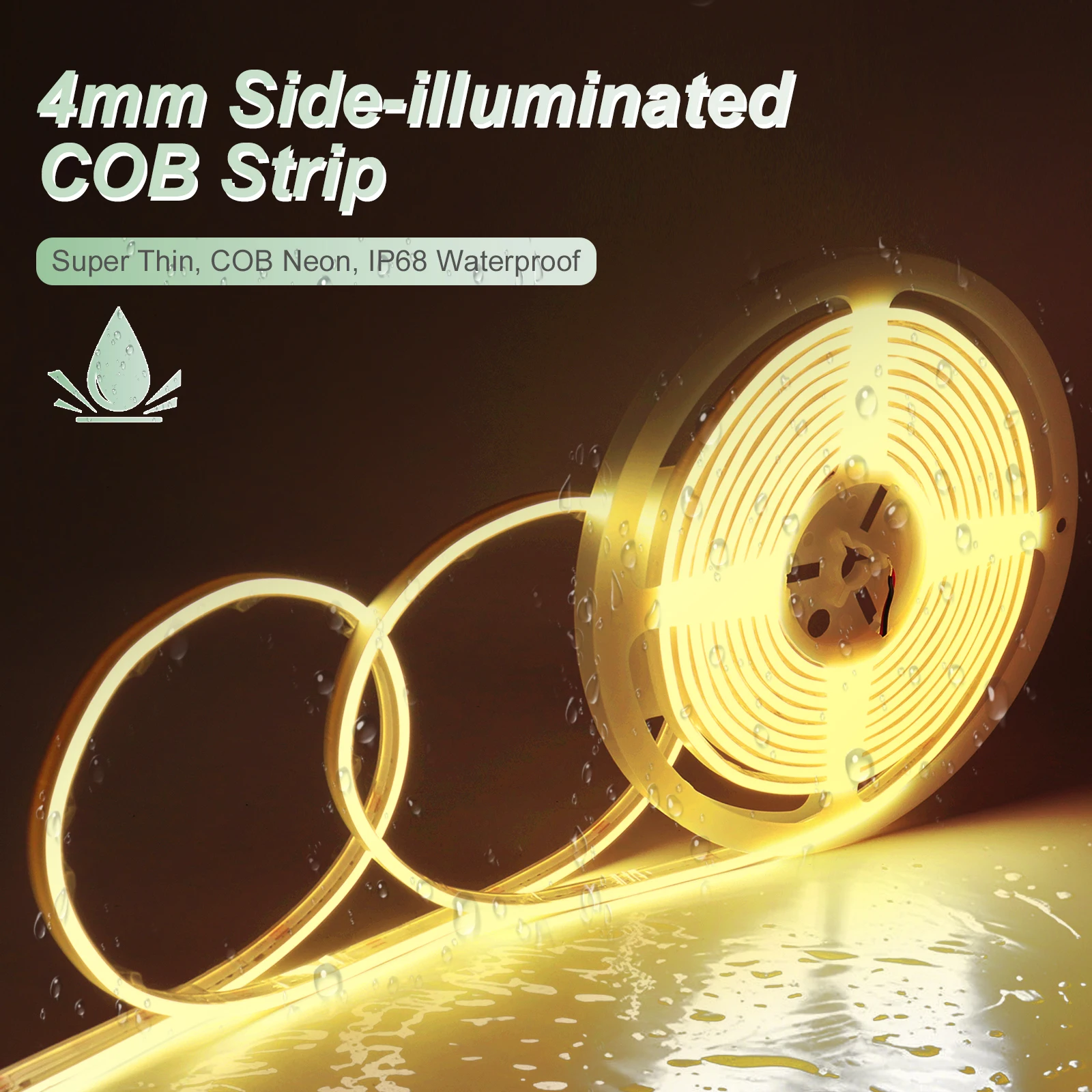 

4mm Led Neon Strip Light 12V 24V Waterproof Silicone Neon Light Tape Side illumination COB Strip Light For Kitchen Outdoor Decor