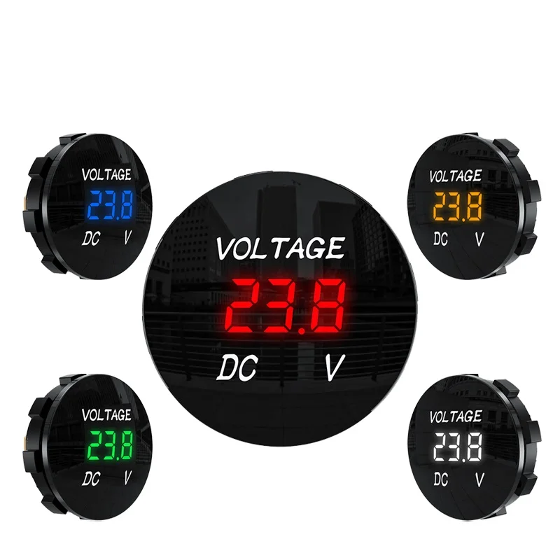 Voltímetro circular digital LED DC 5V-48V, Monitor, amperímetro, medidor de voltaje y corriente para motocicleta automática, Detector, panel de Monitor
