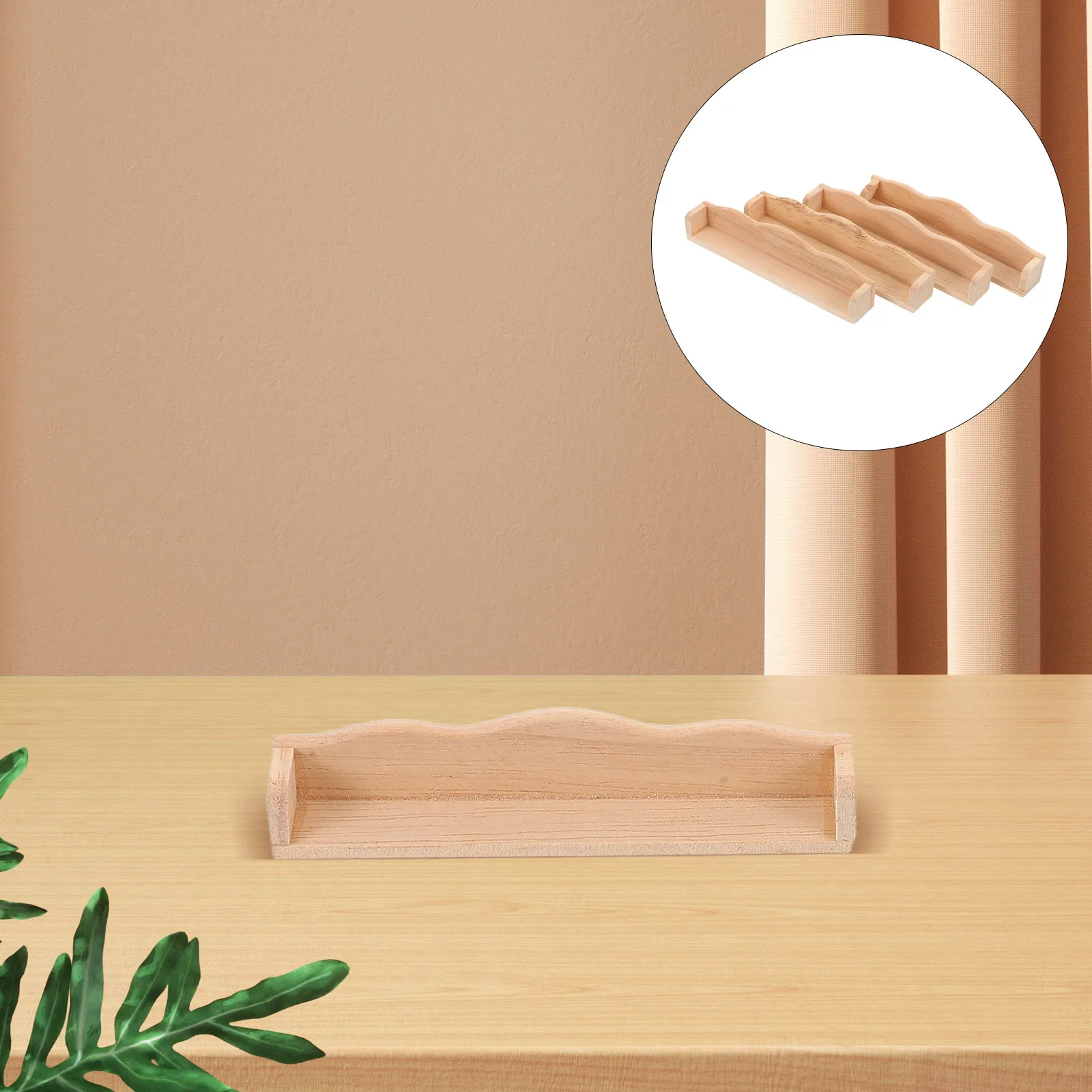 4 個ドールハウスミニ家具本棚子供用ミニチュアディスプレイ木製食器棚子供