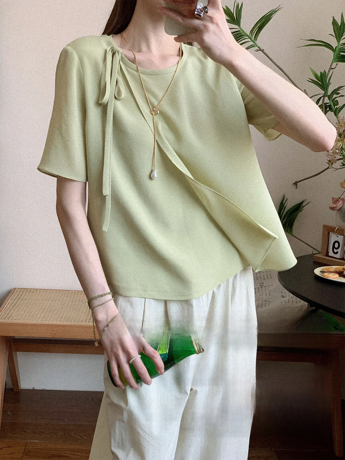 

Двухслойные шелковые футболки (5 шт.) из 9-моммового шелка, легкие, не мнутся, простые в уходе, для повседневной носки, с коротким рукавом