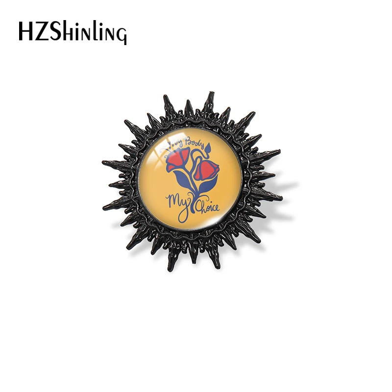 2023 New Arrival My Body My Choice Glass Cabochon Black Brooch Badge Bag Clothes Accessories For Men