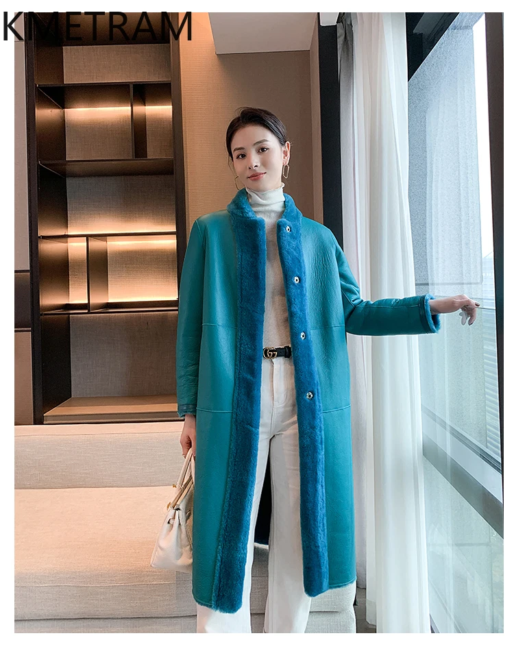 سترة نسائية من صوف ميرينو 100% مصنوعة من جلد الغنم مزدوجة الوجه معطف فرو حقيقي طويل قابل للعكس ملابس نسائية شتوية 2025 schuba femenska