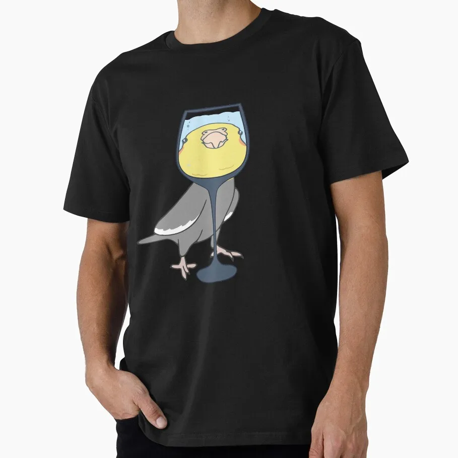 cockatiel behind glass Funny Parrot Gift T-Shirt for Birds Lover Short Sleeve Graphic Clothes All Size Tee S-6XL