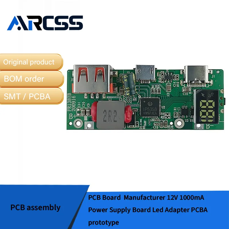 Produttore di schede PCB Scheda di alimentazione 12V 1000mA Adattatore LED prototipo PCBA