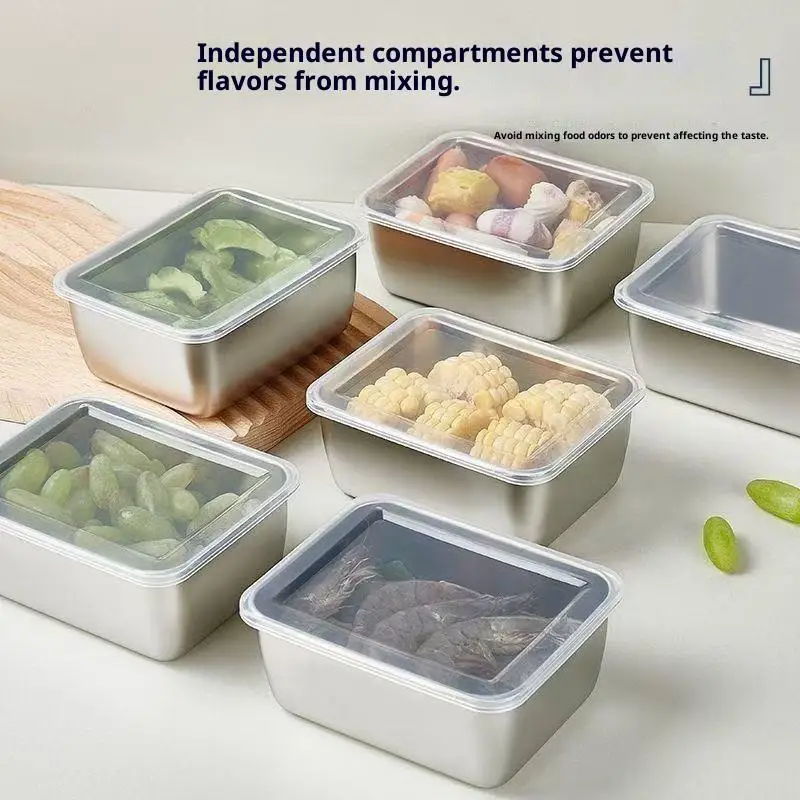 

6Pcs/set Stainless Steel Food Storage Containers With Lids Leakproof Stackable Reusable Camping Picnic Storage Boxes Organizer
