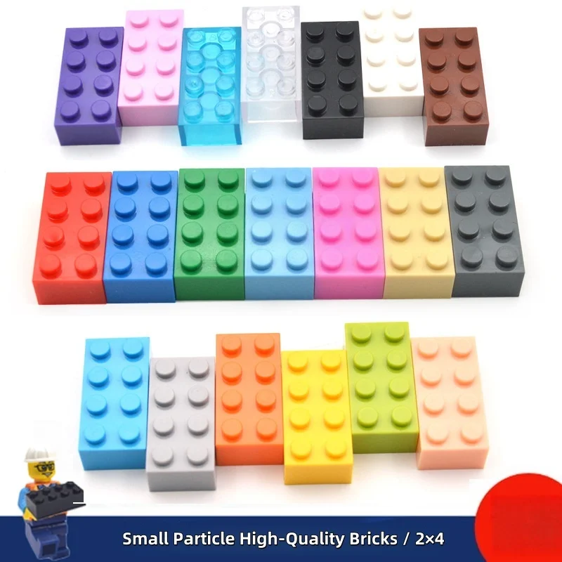

40pcs DIY Building Blocks Thick Figures Bricks 2x4 Dots Educational Creative Size Compatible With 3001 Plastic Toys for Children