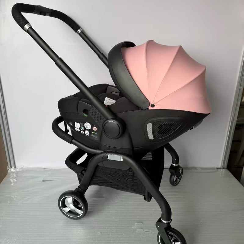 Poussette bébé rose 4-en-1 neuve avec nacelle, siège auto multifonctionnel, poussette de luxe, pliable, livraison UE.