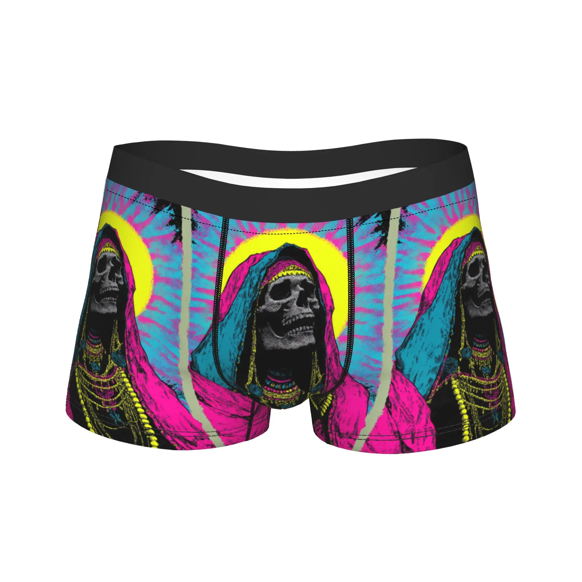 Holy Death Folk Art Underwear  Comfortable Panties Print Shorts Briefs For Men 3D Pouch Plus Size Boxer Shorts