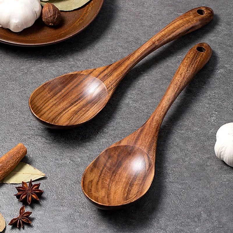 Large Serving Spoon Wooden Kitchen Spoon Cooking Soup Ladle Rice Salad Serving Spoons Scoop Wooden Kitchen Utensils Tableware