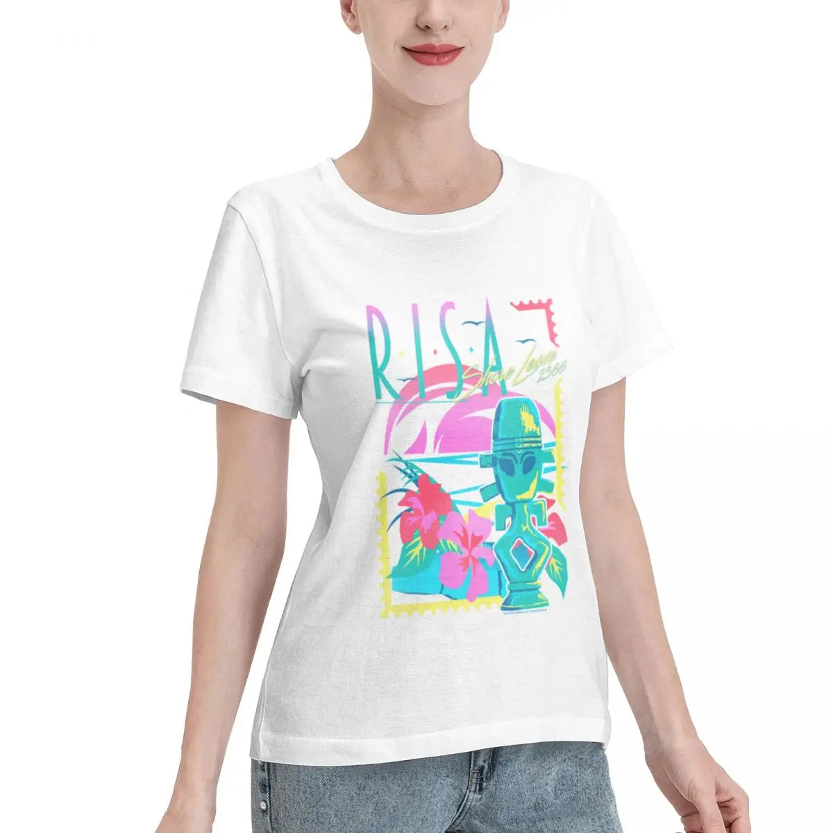 Must Have Star Trek The Next Generation Risa Shore Retro Tourist Poster Women's T-shirt Urban Fashion Plain Cotton Top