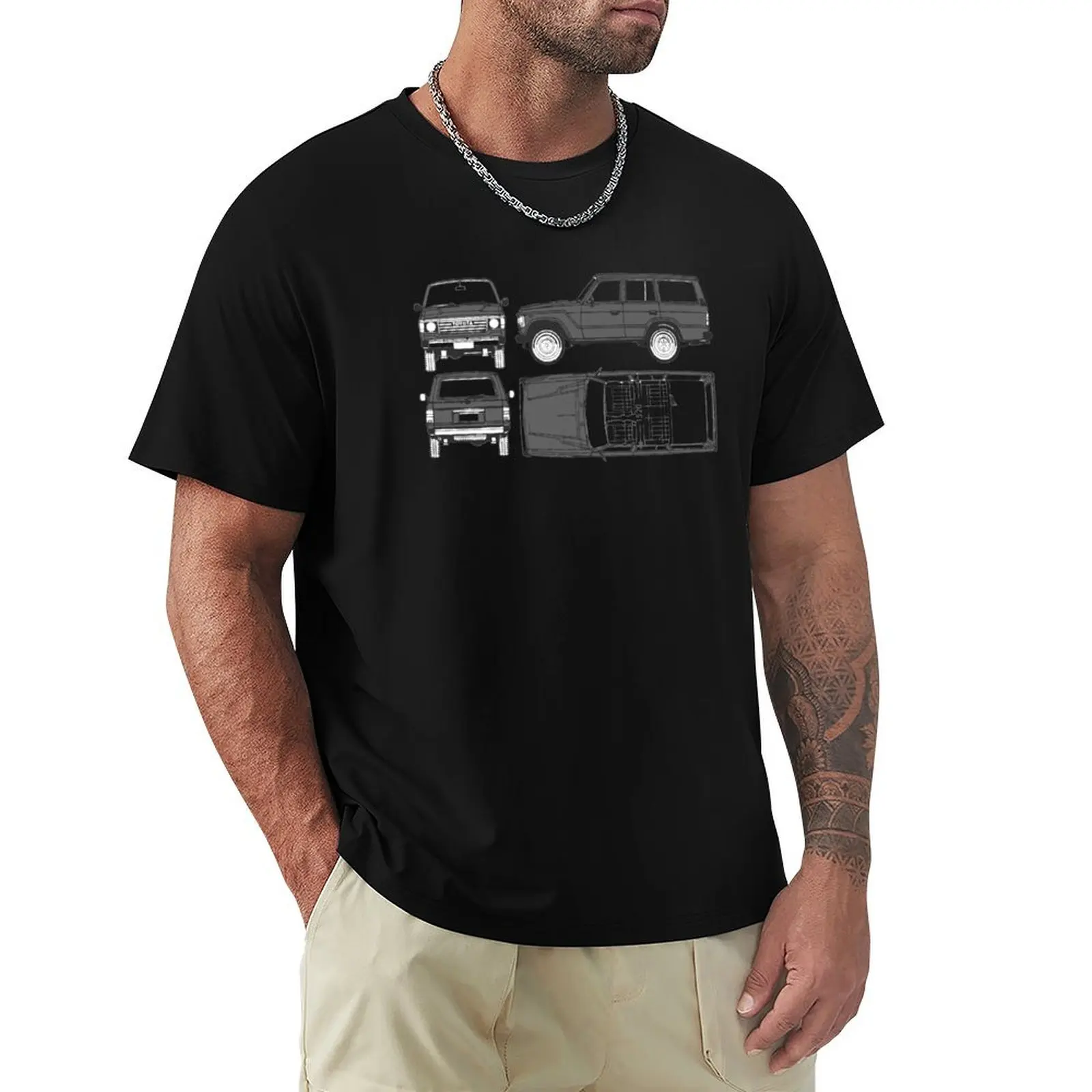 

FJ60 Land Cruiser Blueprint T-Shirt T-shirts man Blouse animal prinfor boys men workout shirt