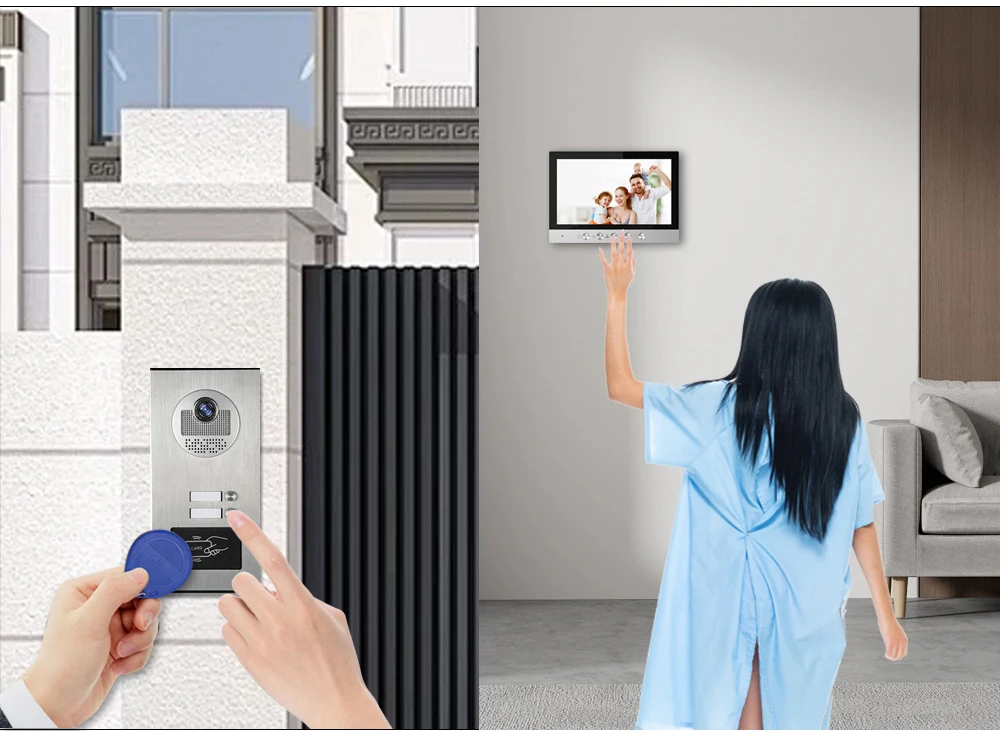 متعدد شقة فيديو باب الهاتف نظام الاتصال الداخلي 2 شقة 4 سلك فيديو إنترفون بالجملة