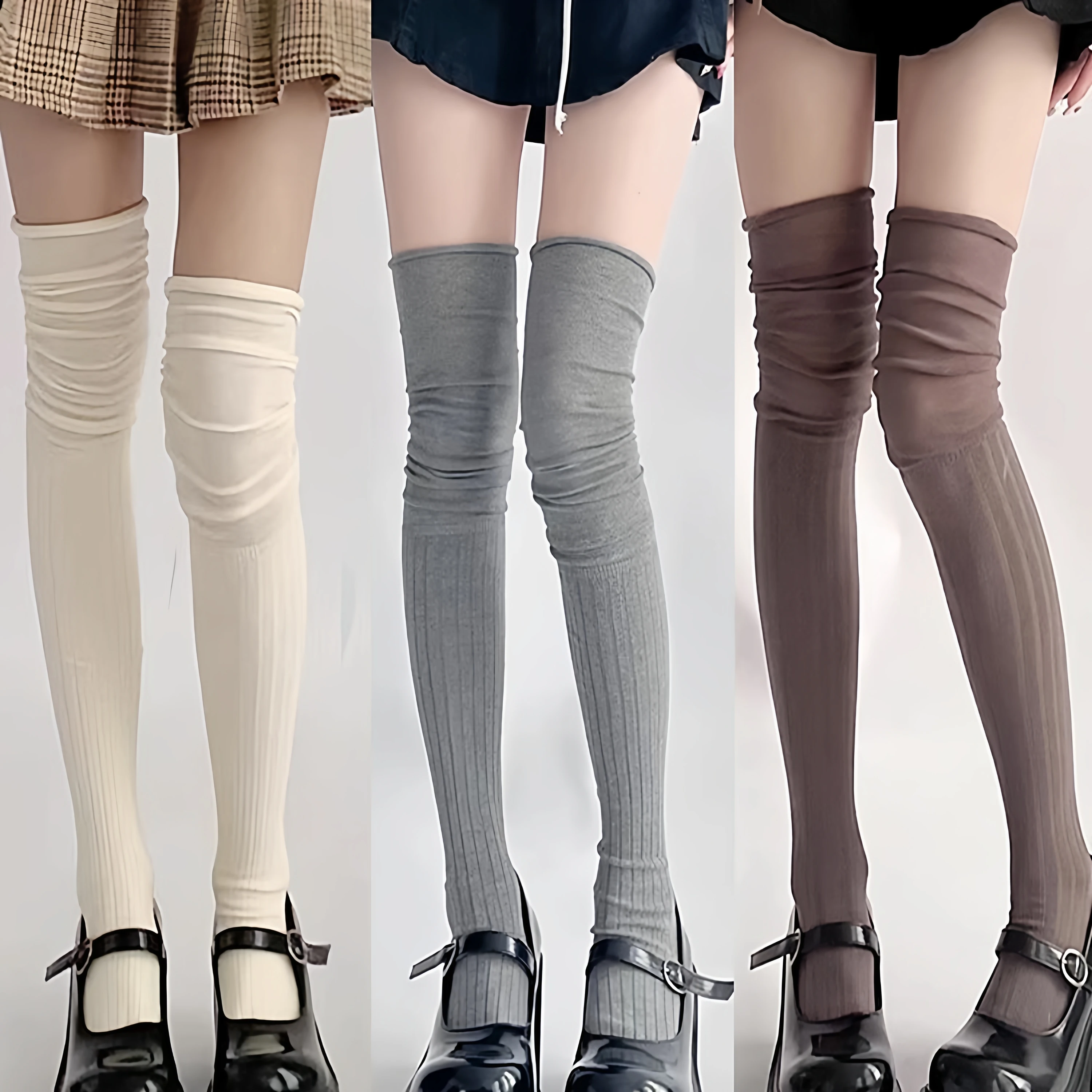 High-Tube Knee-Height Women's Socks Long Tube Leggings Protective Knee Pads Anti-Bacterial Treatment Cotton Polyester Blend