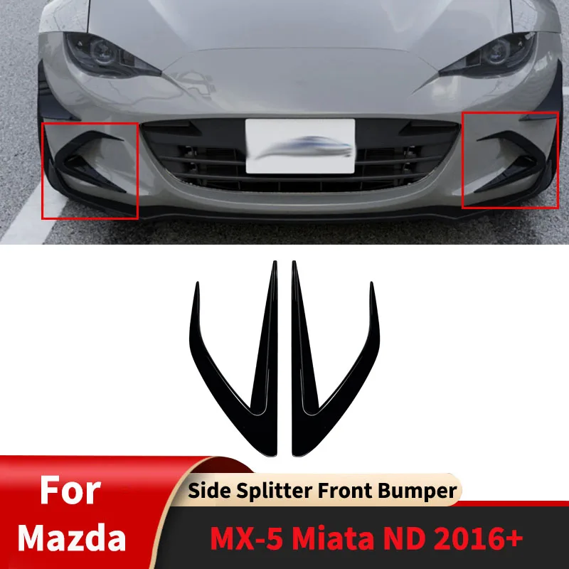 For Mazda MX-5 Miata ND 2016+ Side Splitter Front Bumper Body Kit Front Blade Air Vent Cover Grille Accessories Auto Part Tuning