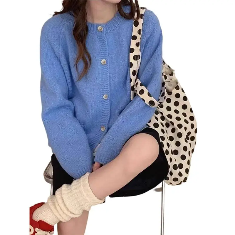 

AB35-Женский милый кардиган на пуговицах с длинными рукавами и круглым вырезом, осенние модные свитера, одежда