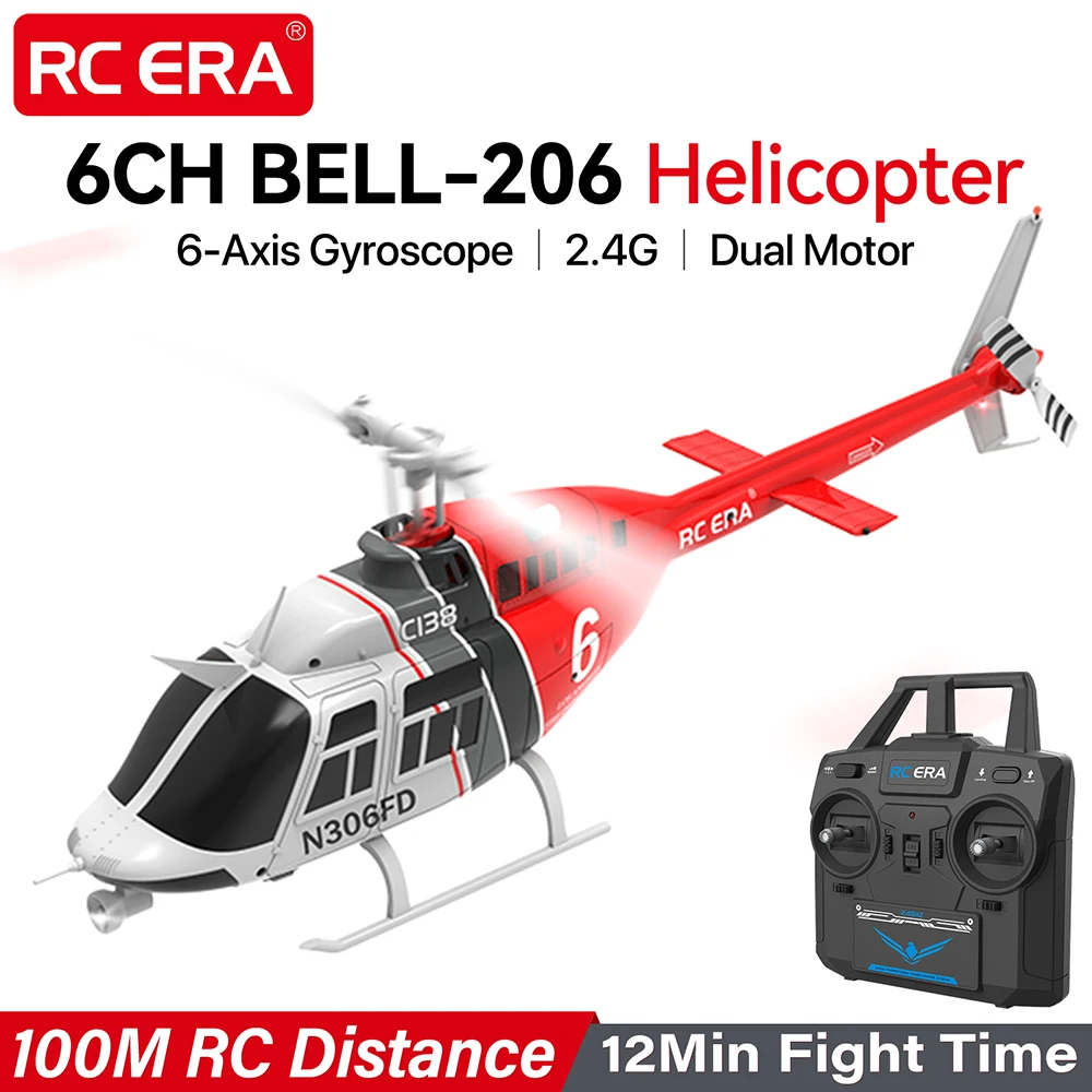 

RC ERA RC Helicopter 1:33 Bell-206 Aircraft C138 6CH 6-axis Gyro Remote Control Plane
