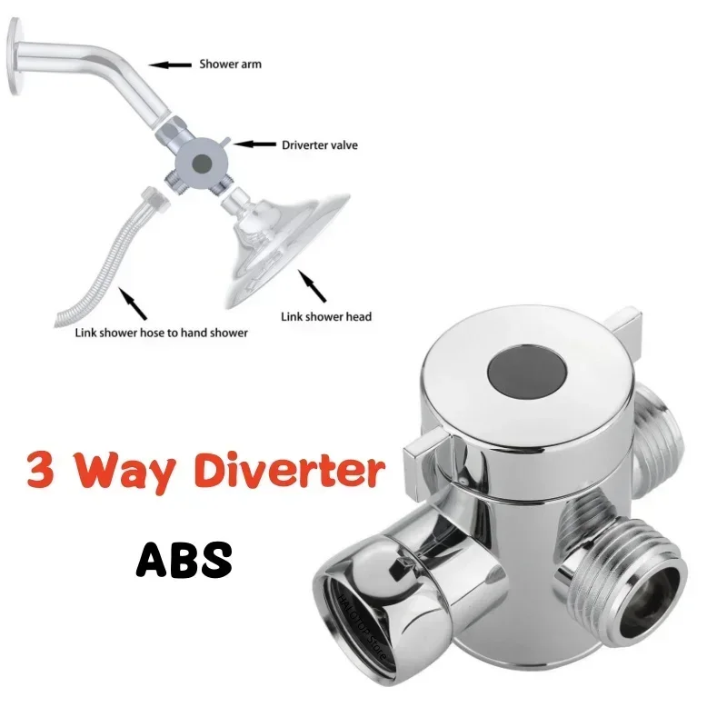 Umstellventil G1/2 Splitter 2 oder 3-Wege-Wasserabscheider Dusche T-Stück Adapter Einstellbarer Wasserhahn Umschalter Badezimmer Toilettenzubehör