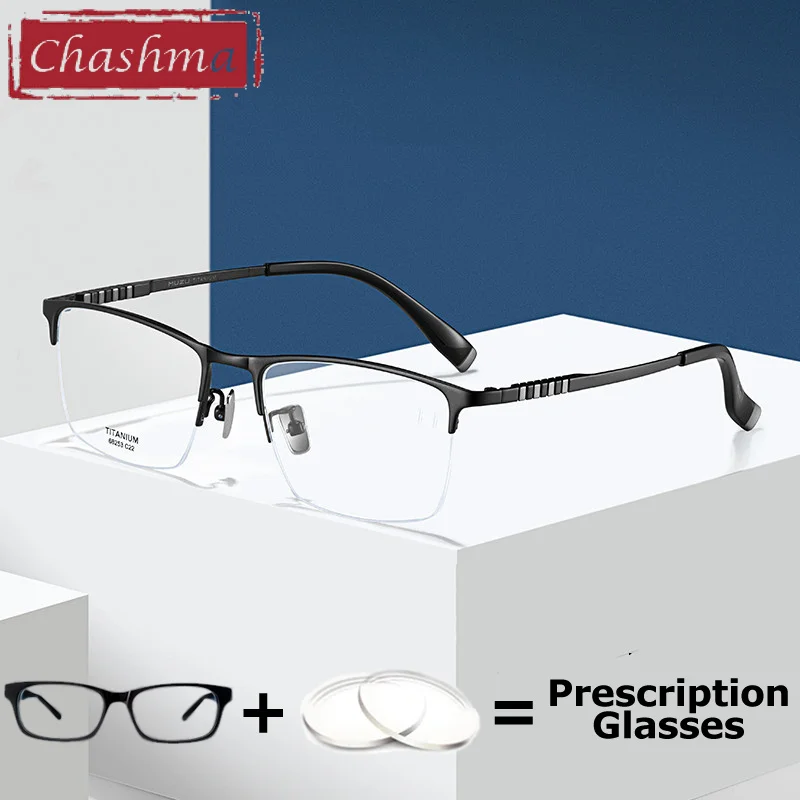 Chashma Prescription Glasses Men Pure Titanium Multifocal Anti Blue Block Myopia Eyeglasses Frames Gentlemen Optical Spectacles