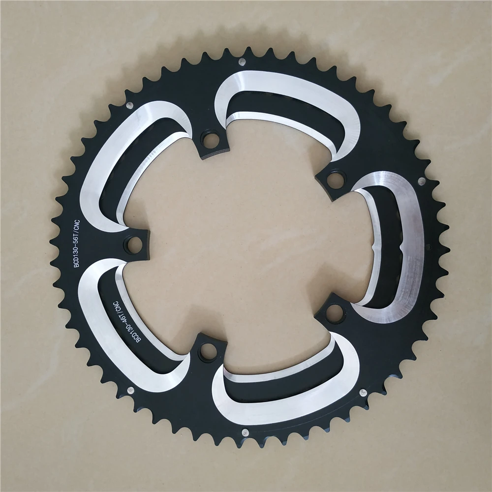 BCD 130 Chainring 56T 46T Double Disc Chainwheel Road Bicycle Chain Wheel Folding Bike CNC Aluminum Alloy 9/10 Speed