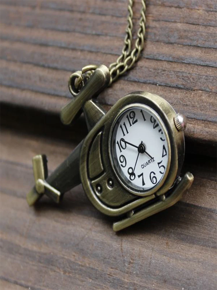 Cartoon Shape Fashionable Antique Vintage Quartz Pocket Watch Round Case Pendant Necklace Chain Clock For Men Women Gifts