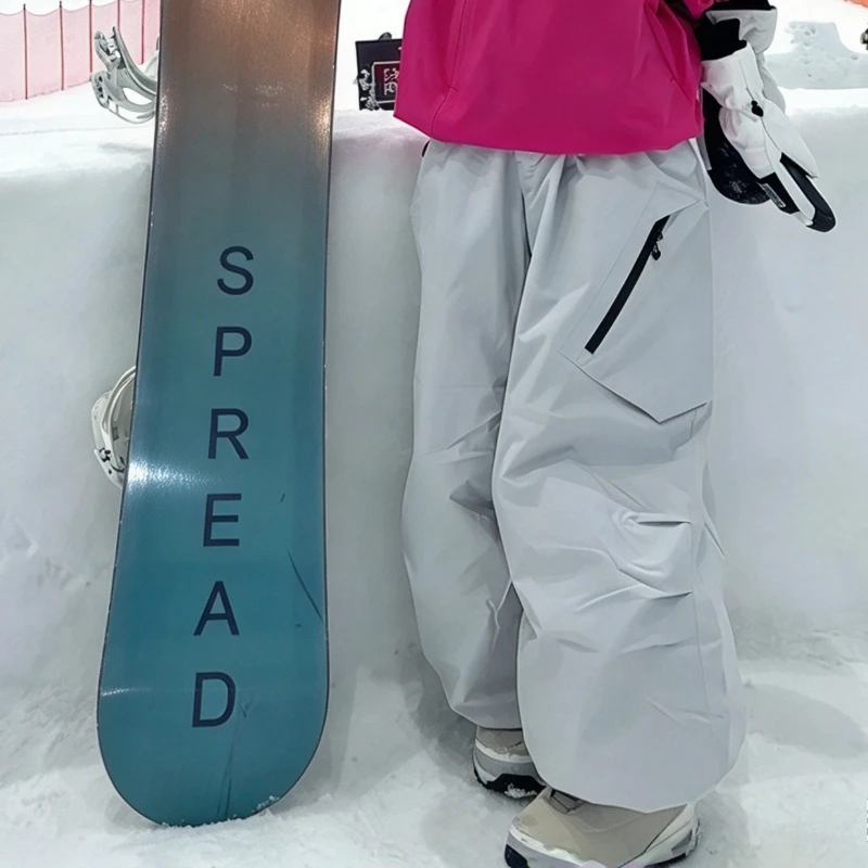 New GSOUsnow Unisex Baggy Windproof Ski Pants Loose Professional Waterproof Single Snowboard Plus Size Snow Trousers Women Men