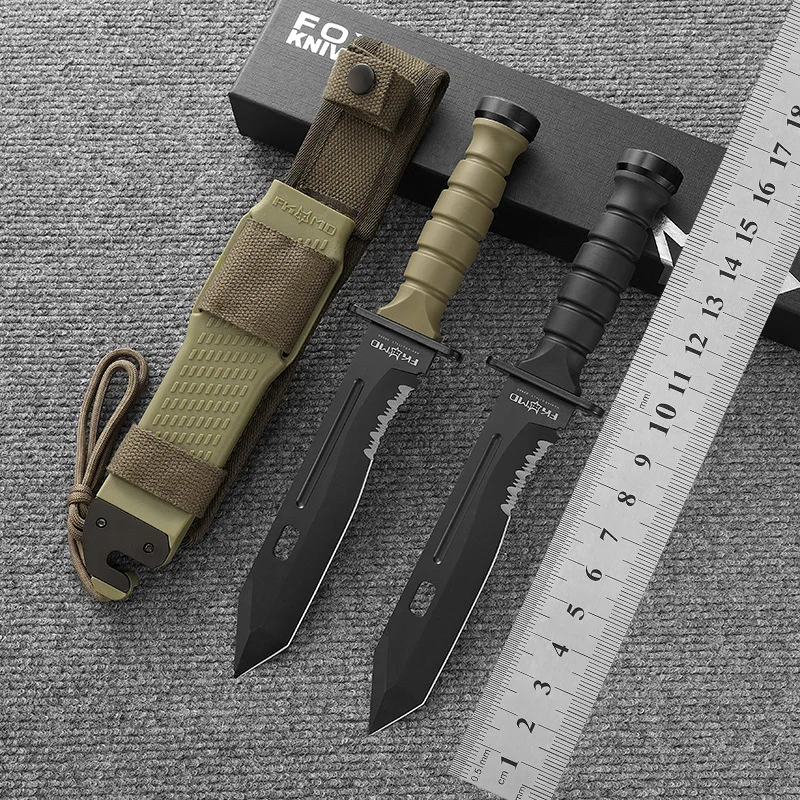 1PC High-hardness outdoor one-piece steel knife, outdoor camping adventure knife, mountaineering knife, survival knife