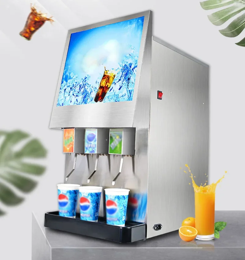 Cold Drink Cola Fountain Dispenser Vending 4-valve Carbonated Lemon Flavored Soda Beverage Making Machine