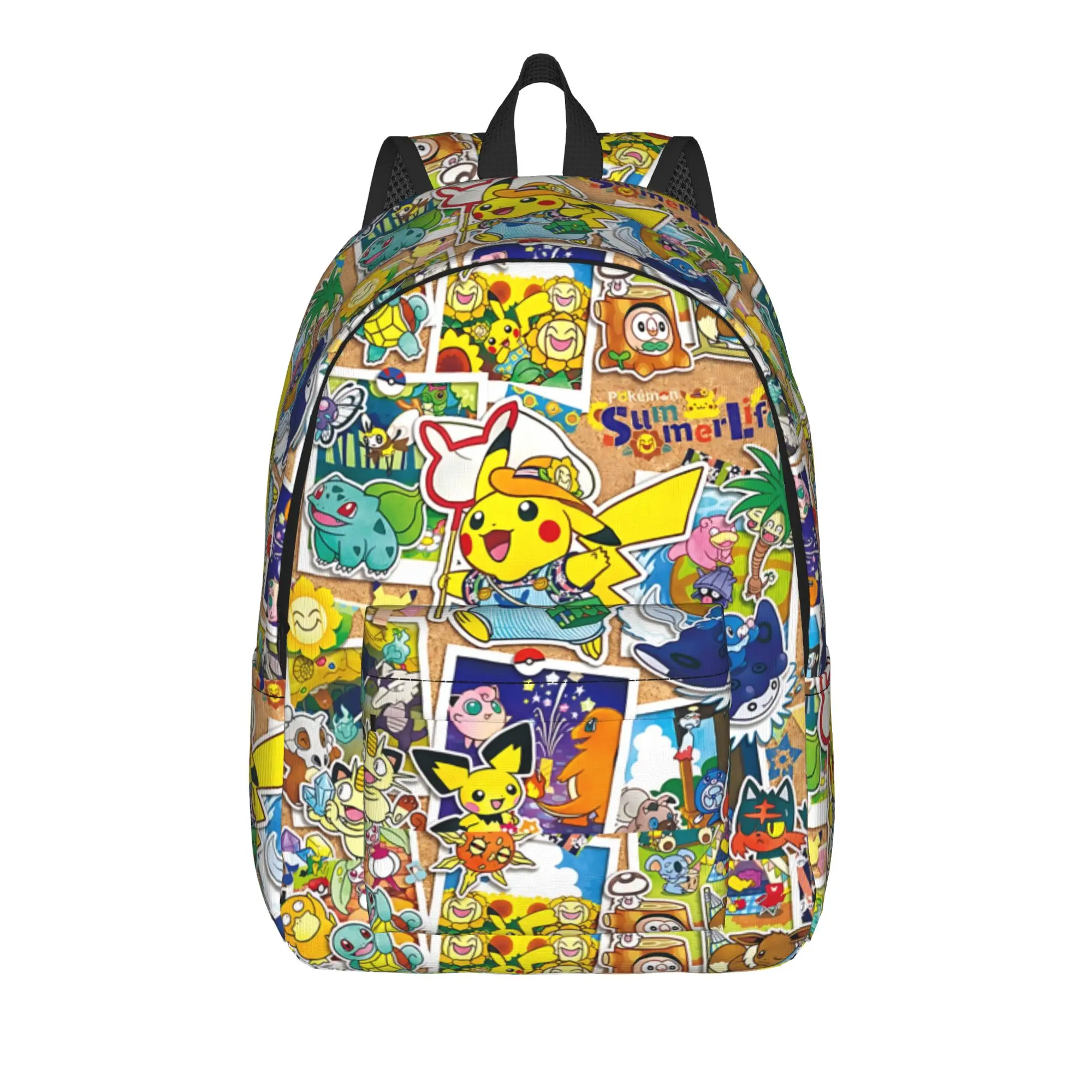 Fashion Cartoon Pokemon Theme Backpack  Mochilas Kawaii School Zipper Closure Rucksack