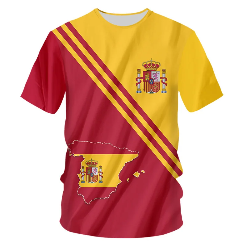 

Mens 3d Print Spain National Flag T Shirt Spanish Emblem Football Jersey Men Cycling Basketball Soccer Top Tee Shirt Men Clothes