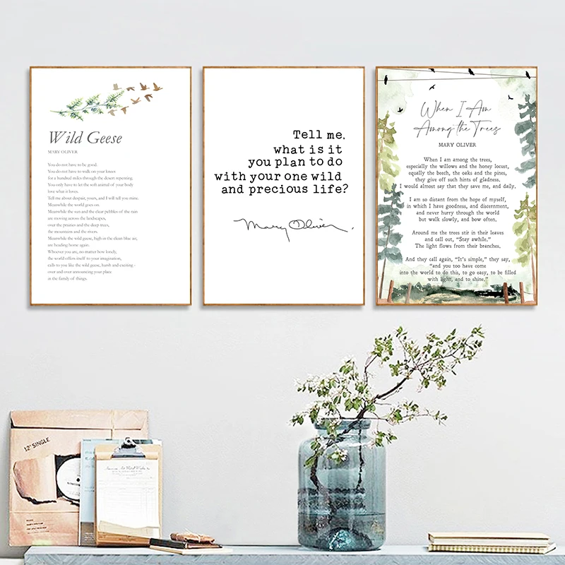 

Mary Oliver Quote Canvas Art Prints Minimalist Posters Poem Wild Geese Painting Wall Pictures Modern Reading Room Decor