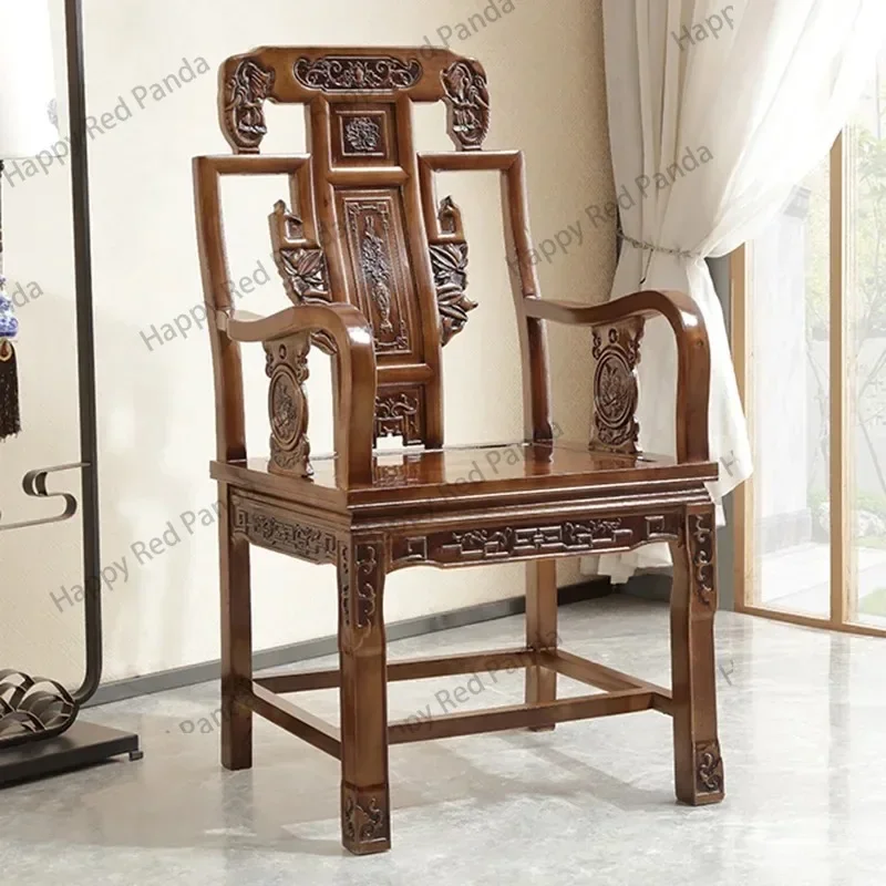 Antique Chinese Taishi Chair Mahogany Tea Chair Solid Wood Dining Chair Leisure Backrest Main