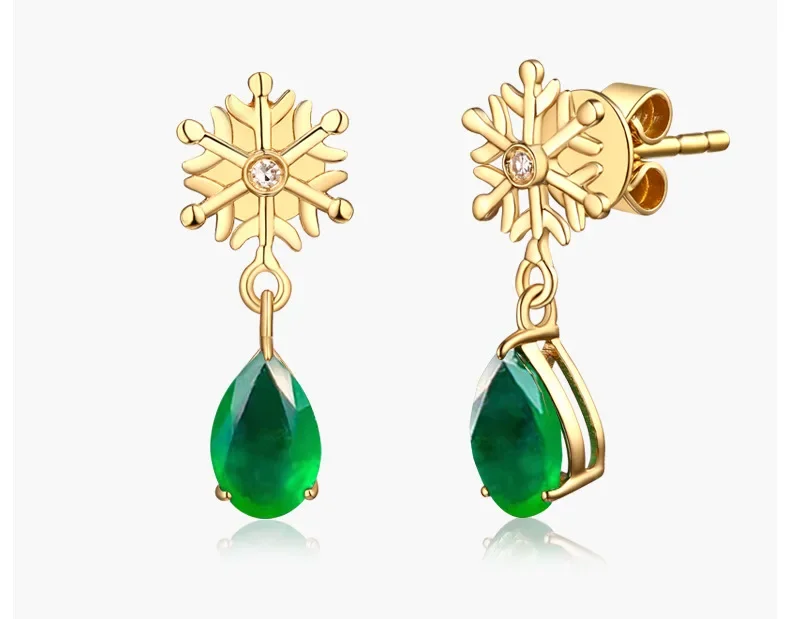 Fashion jewelry new Crystal from Austrian snowflake imitation green tourmaline low luxury grandmother emerald earrings