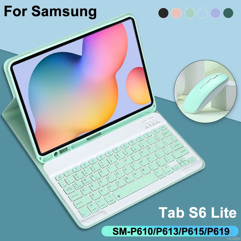 For Galaxy Tab S6 Lite 10.4 Inch Case with Keyboard, Detachable Keyboard Cover for Samsung Tab S6 Lite SM-P610 P613 P615 P619