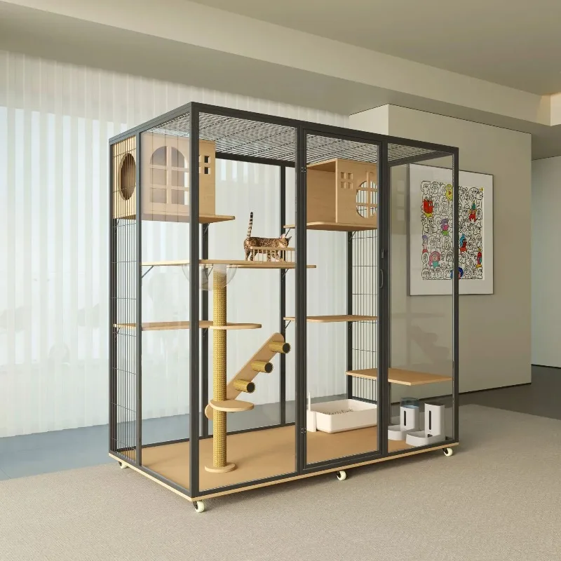

Custom Cat Cage Home Villa Cabinet Panoramic Glass Luxury Pet Cage Nest Large Space House
