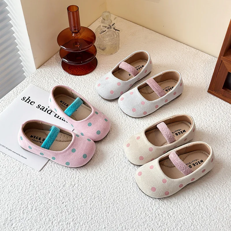 Girl Shoes 2025 Spring New Polka Dot Leather Shoe Fashion Princess Shoes Light Kid Shoes Cute Mary Jane Shoe Туфли Для Девочки