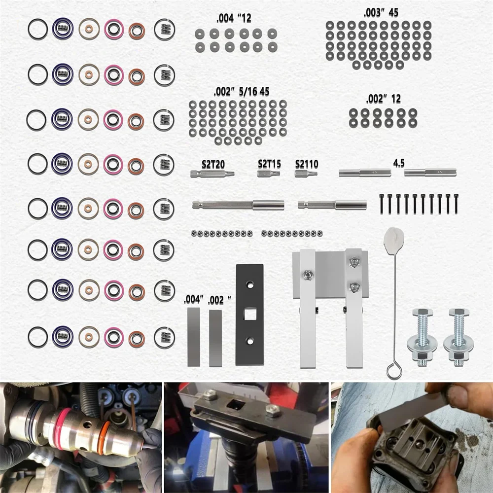 ANX 1833564C92 Rebuild Kit Injector Tune Up Shim Kit With Vice Clamp Springs for Ford 7.3L Powerstroke HEUI Injectors 1994-2003