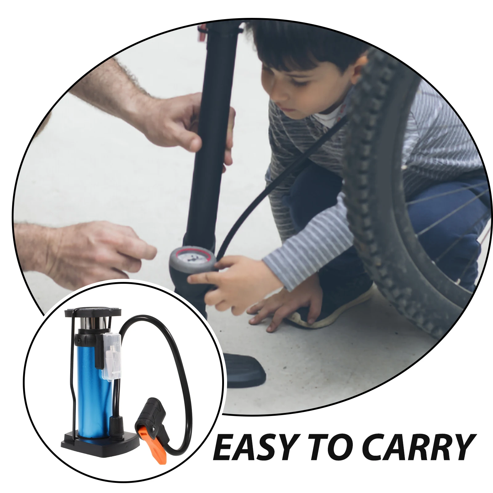 

Bike Portable Mini Floor Pump Foot Activated Tire Air Pump Multi Valves Aluminum Alloy Barrel Lightweight For Road Mountain Bike