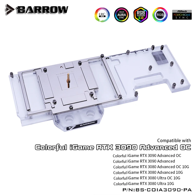 Barrow Water Blok Gebruik Voor Kleurrijke Igame Rtx 3090 Geavanceerde Oc/Igame Rtx 3080 Ultra Oc Gpu Kaart Header a-RGB Koelblok