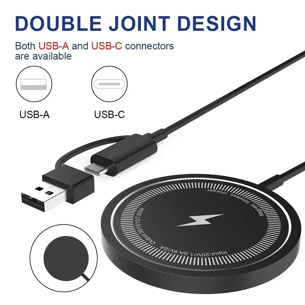 

For phone Magnetic Wireless Charger Fast Charge Stand for iPhone 12-15 Pro Max AirPods MagSafe PD Wireless Charging Pad Station
