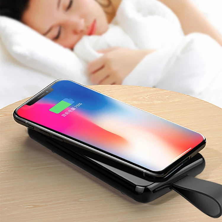 Dropshipping Cao Su Power Bank 10000 MAh Di Động Nguồn Điện Qc3.0 PD Không Dây Qi Sạc Nhanh Power Bank