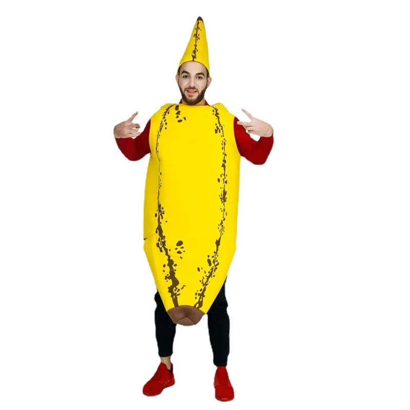 أزياء الهالوين المضحكة المزحة الموز التأثيرية الفاكهة eup الاسمية الكبار مرحلة الأداء الزي المرأة ملابس المرحلة العرقية