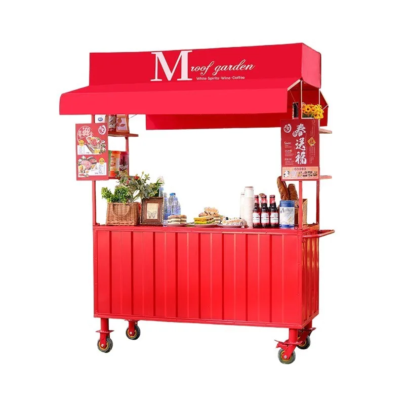 Internet celebrity night market stall snack cart food street stall dining car outdoor market wrought iron flower car