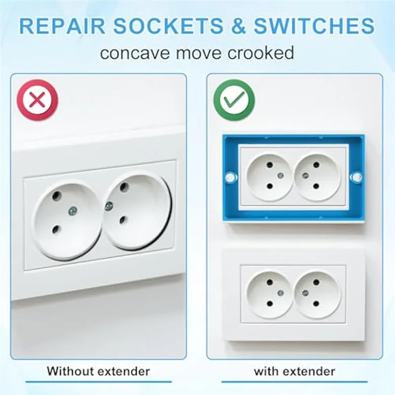 F-T 6 Stuks 1/2Inch Single Gang Receptacle Outlet Box Extenders, stopcontact Extender Box Met 12 Schroeven Receptacle Extender