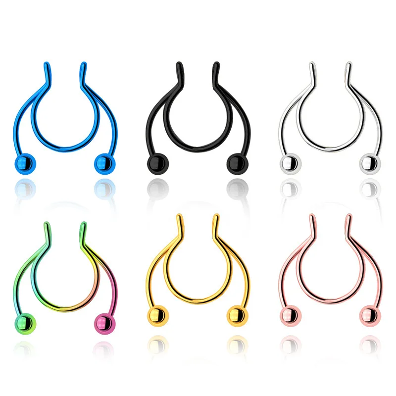 Cone-shaped Prickly Horseshoe Circular Nose Ring, Surgical Steel Nipple Clamp Eyebrows Eyes Ear Holes Body Jewelry Accessories