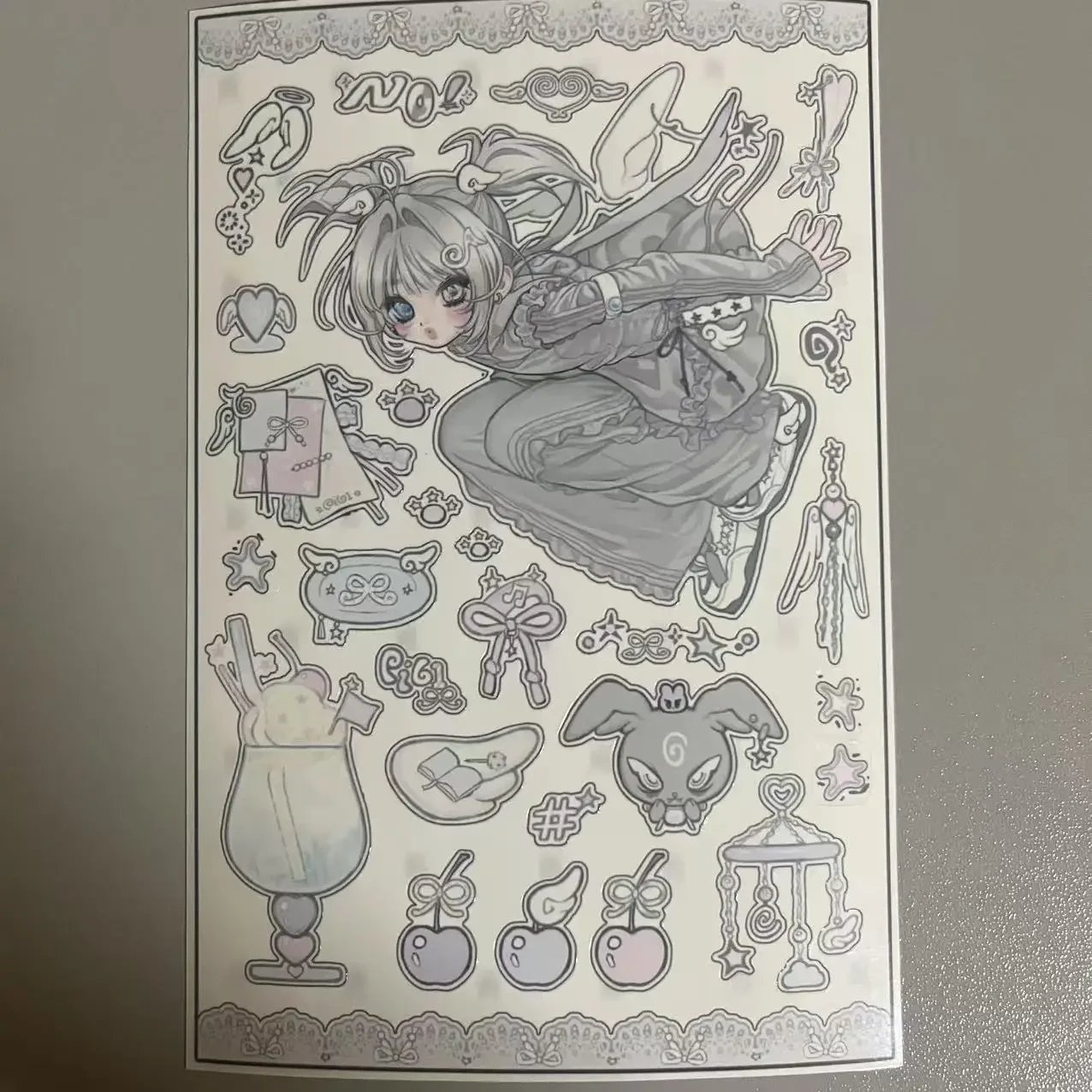 Sketch Style Angel Girl Sticker Goo Card Character Sticker Notebook Material