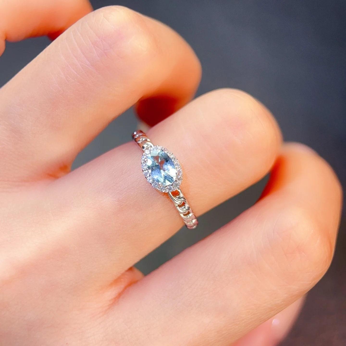 Certified 925 Silver Natural Aquamarine Ring 4x6mm Genuine Aquamarine Silver Fine Jewelry Birthday Gift for Women