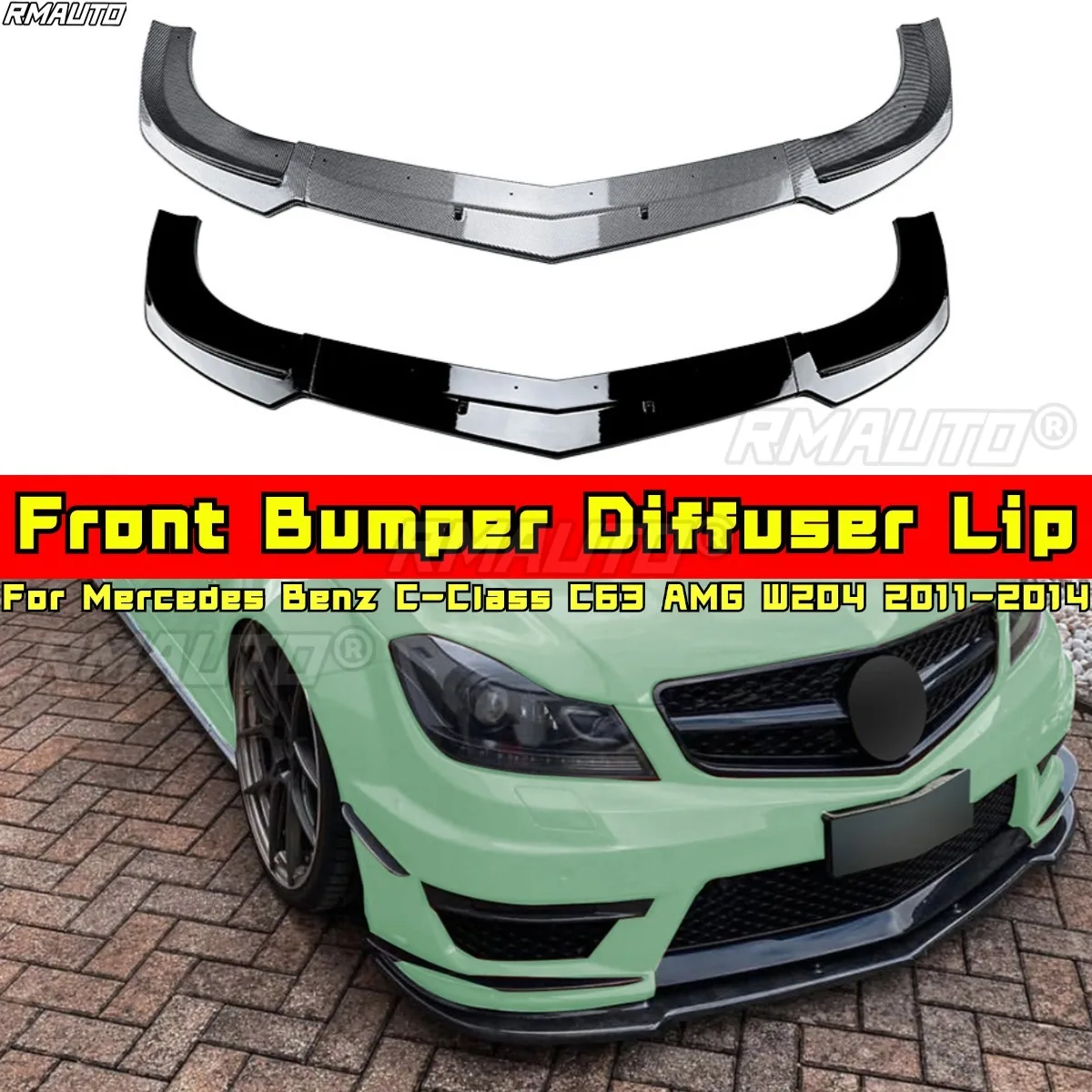 

For Mercedes Benz C-Class C63 AMG W204 2011-2014 Body Kit Front Bumper Diffuser Front Bumper Spoiler Lip Guard Car Accessories