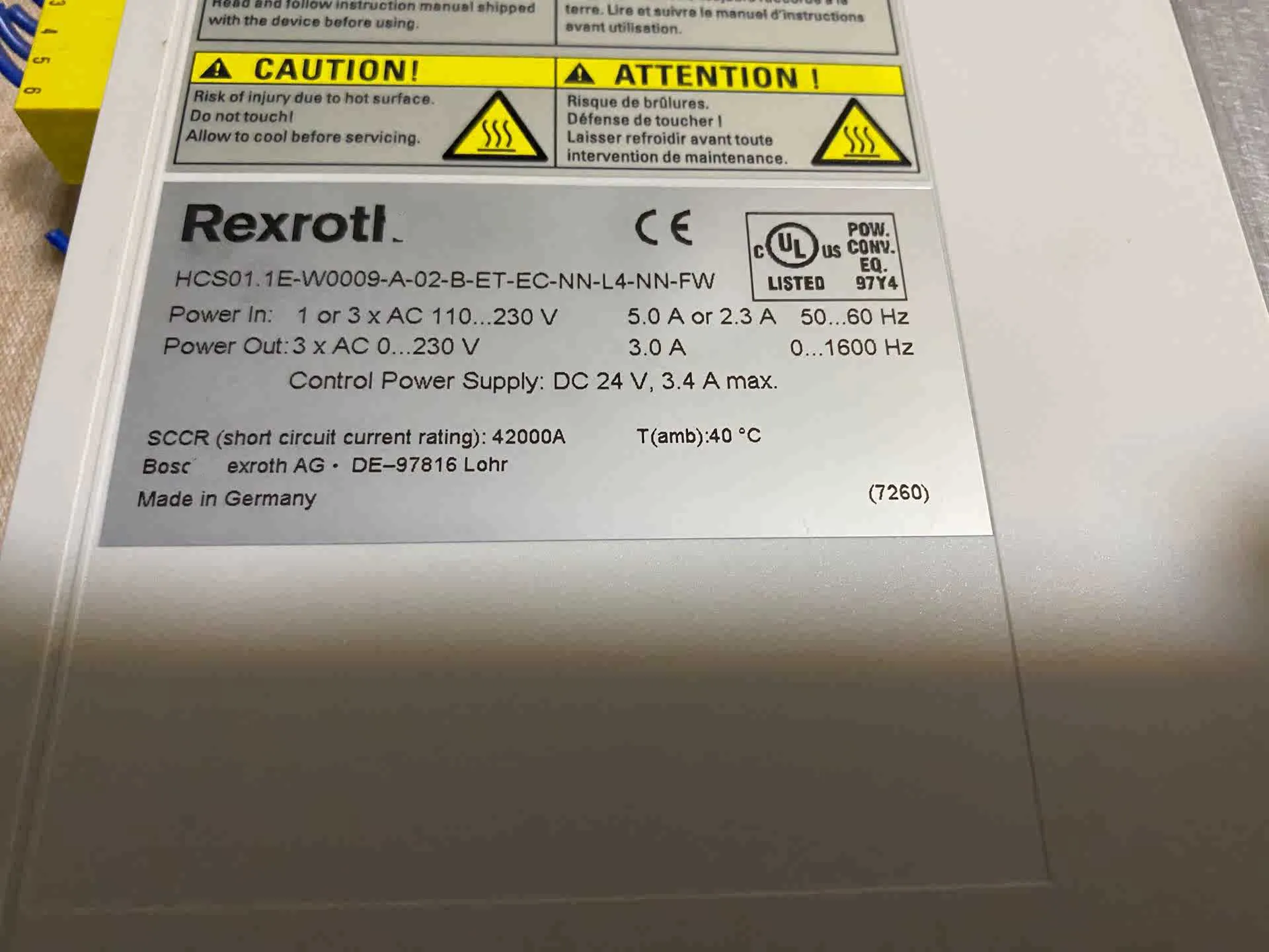 Servoaccionamiento HCS01.1E-W0009-A-02-B-ET-EC-NN-L4-NN-FW para Rexroth