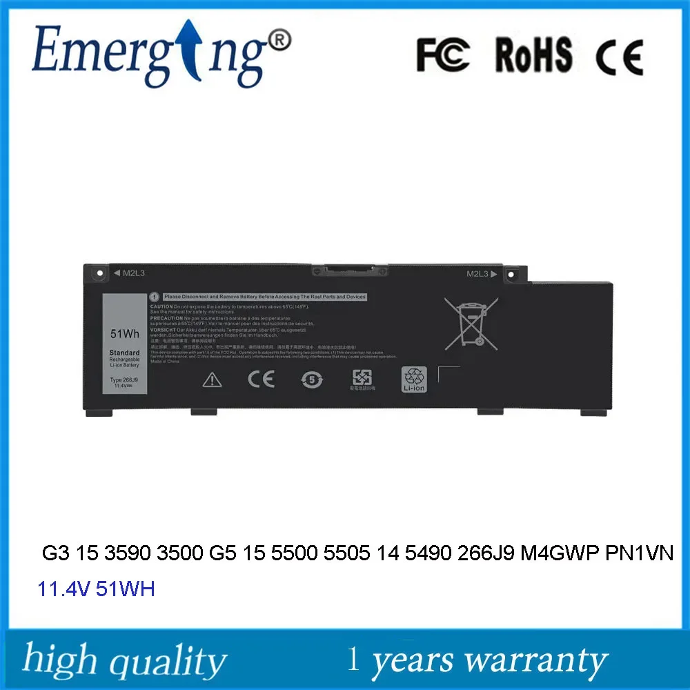 

Аккумулятор для ноутбука 11,4 в 51Wh 266J9 для Dell G3 15 3590 INS15PR-1548BR 15PR-1742BR M4GWP PN1VN 415CG